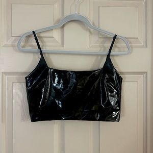 💛3 for $15💛 Black vinyl crop top windsor size M